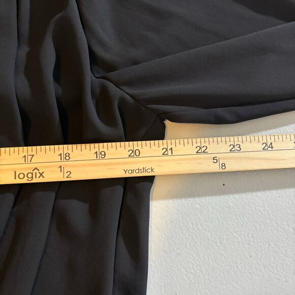 BCBG Top Max Azria Jaclyn Womens Medium Black Long Sleeve Draped Highlow Blouse - Picture 7 of 12